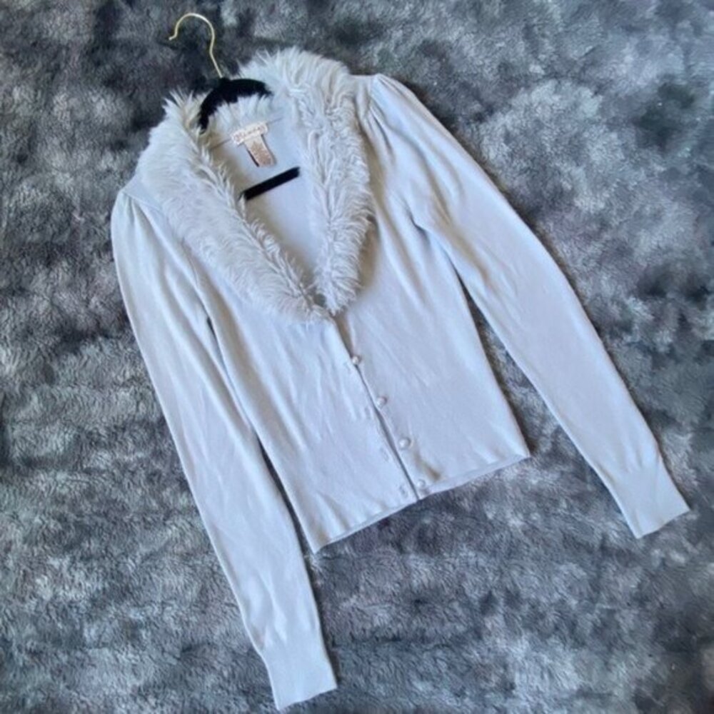 VTG Glimmer Faux Fur Collar Cardigan